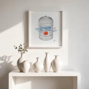 Ilustracion original para decorar pared de salon
